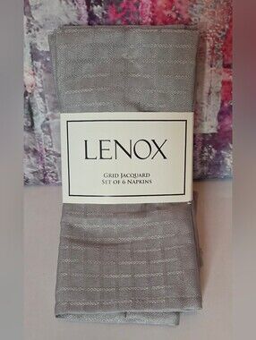 Lenox Grid Jacquard Napkins Set of 6 NIP